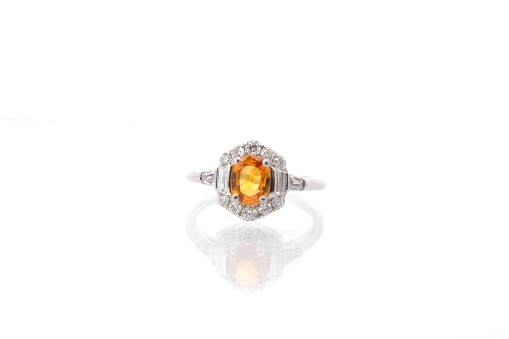 Bague 51 Bague Or blanc Saphir jaune Diamants 58 Facettes 25563