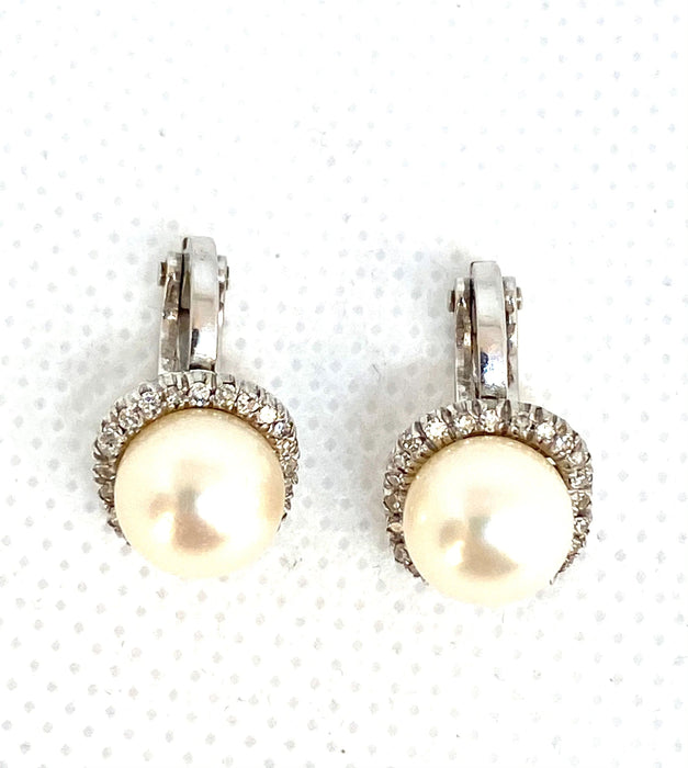 Boucles d'oreilles Boucles d'oreilles Or blanc Perles Diamants 58 Facettes