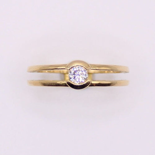 Bague Solitaire or jaune Diamant serti rail 58 Facettes