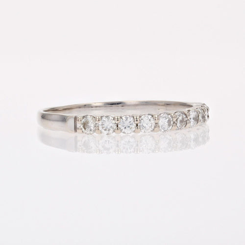 Bague 55 Demi alliance fine diamants or blanc 58 Facettes 22-457A