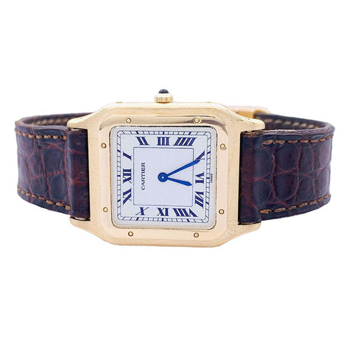 Montre Montre Cartier ,"Santos Dumont", or jaune, cuir. 58 Facettes 33205