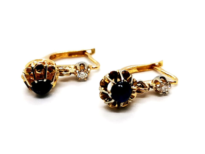 Boucles d'oreilles Boucles d'oreilles Dormeuses Or jaune Saphir 58 Facettes 1265916CD