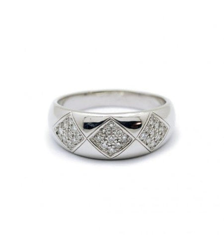 Bague 59 / Blanc/Gris / Or 750 Bague Losanges Platine et diamants 58 Facettes 160037R