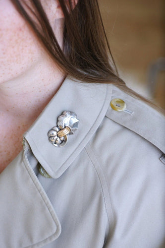 Broche Broche vintage abstraite or rose et argent 58 Facettes