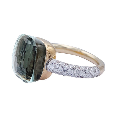 Bague 57 Bague Pomellato, "Nudo", or rose et blanc, diamants, prasiolite. 58 Facettes 32268