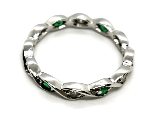 Bague 53 Bague Alliance Or blanc Emeraude 58 Facettes 1732073CN