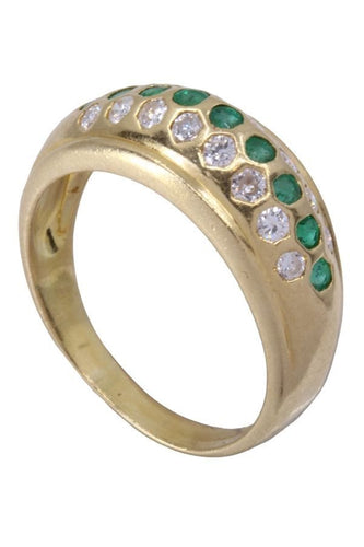 Bague 59 Bague jonc Or jaune Emeraude Diamant 58 Facettes 078101
