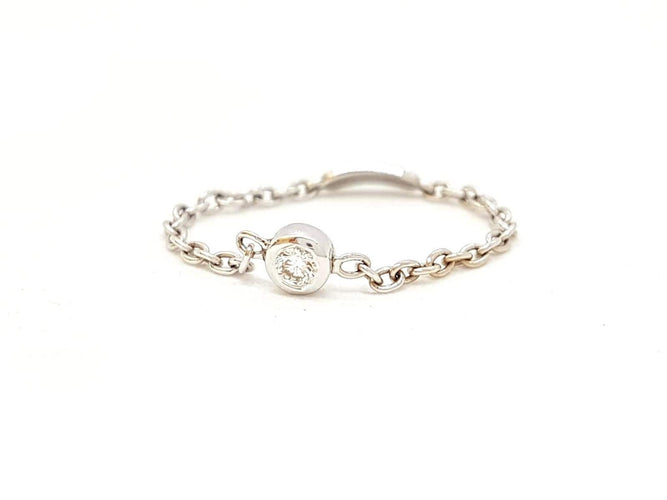 Bague 54 Bague Chaînette Or blanc Diamant 58 Facettes 578687RV