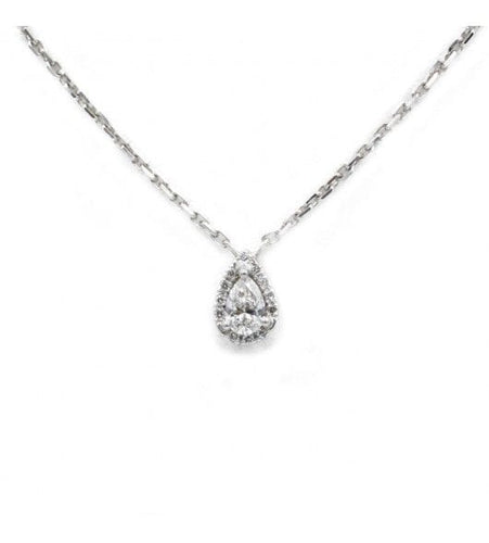 Collier 39 cm / Blanc/Gris / Or 750 Collier HALO  Diamant poire 58 Facettes R220007