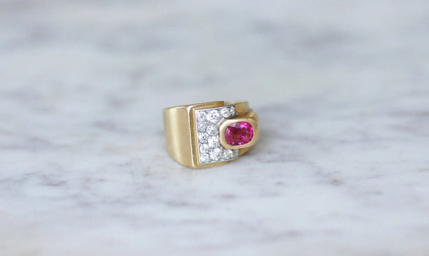 Bague Bague Tank tourmaline rose et diamants 58 Facettes