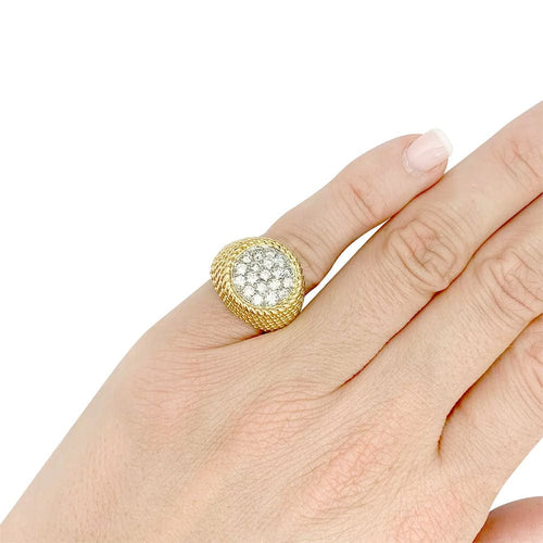 Bague 46 Bague dôme or jaune, platine, diamants. 58 Facettes 31983