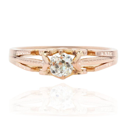 Bague 55 Solitaire en or rose ancien diamant 58 Facettes 22-030