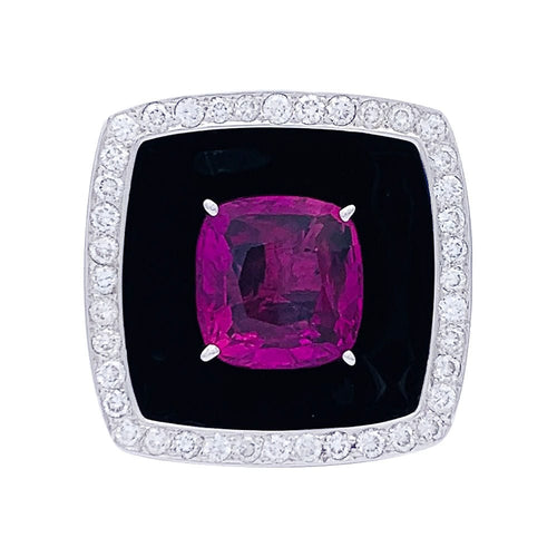 Bague 43 Bague Chanel, "Nuit Noire", or blanc, saphir rose, diamants, émail. 58 Facettes 32572