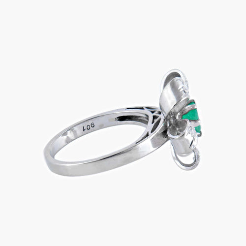 Bague Or blanc / Diamants BAGUE  « NOEUD » DIAMANTS & EMERAUDE 58 Facettes BO/0300812