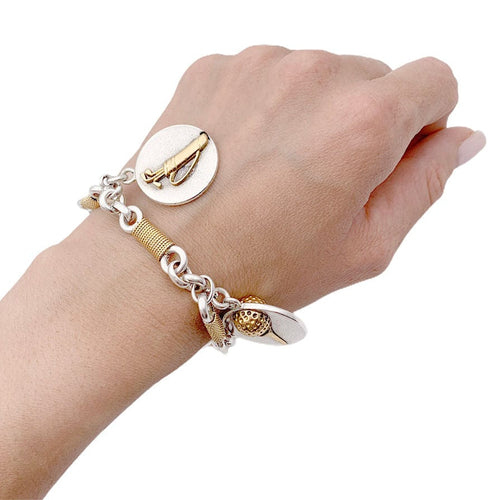 Bracelet Bracelet vintage Hermès, "Golf", or et argent. 58 Facettes 32780