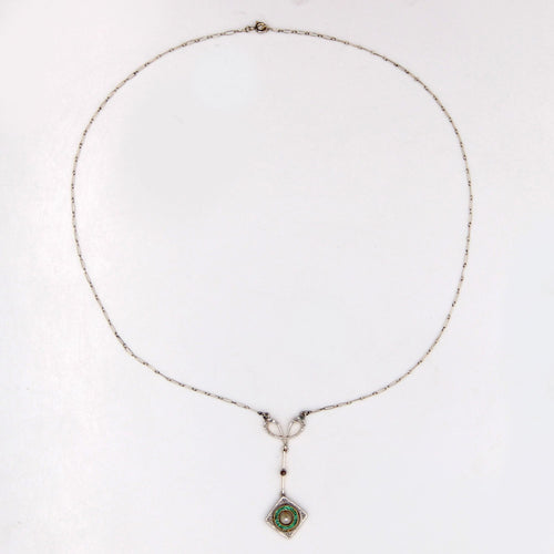 Pendentif Pendentif ancien art déco perle fine émeraudes diamants 58 Facettes 23-286