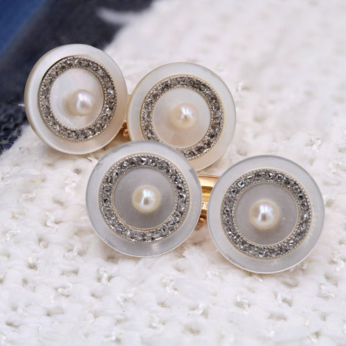 Boutons de manchette Boutons de manchette anciens perles fines nacre et diamants 58 Facettes 22-646