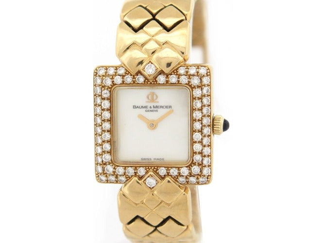 Montre vintage montre baume & mercier carre mv035065 or jaune 18k diamants quartz 58 Facettes 254179