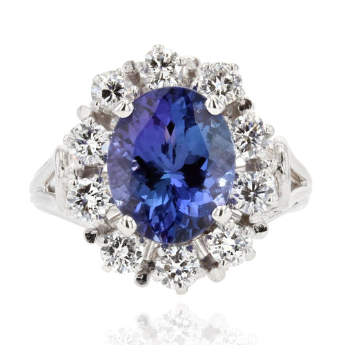 Bague 49 Bague tanzanite diamants or blanc 58 Facettes 22-067