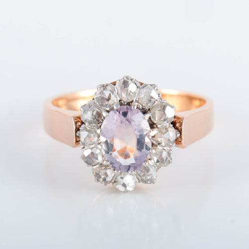 Bague 58 Bague ancienne Améthyste Diamants 58 Facettes 8292