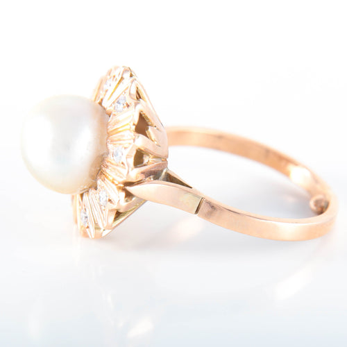 Bague 56 Bague Fleur Perle Diamants 58 Facettes LP 917