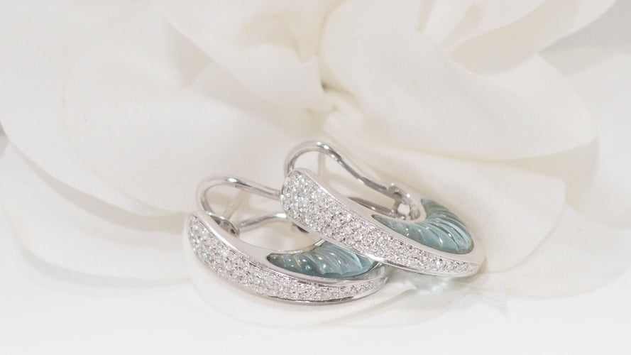 Boucles d'oreilles Boucles d'oreilles aigues marines et diamants 58 Facettes 32153