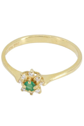 Bague 53 BAGUE FLEUR ÉMERAUDE ET DIAMANTS 58 Facettes 055411