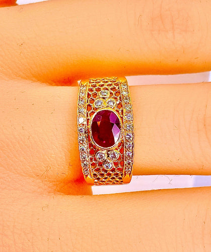 Bague 54 Bague Or jaune Rubis Diamants 58 Facettes AB227