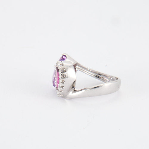 Bague Bague de fiançailles diamants tourmaline et améthyste 58 Facettes 00011