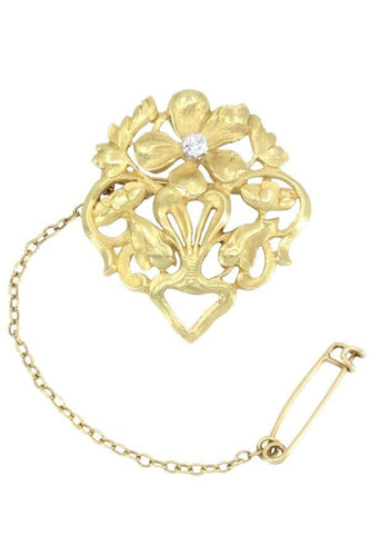 Broche BROCHE ART NOUVEAU FLEURS ET DIAMANT 58 Facettes 057141