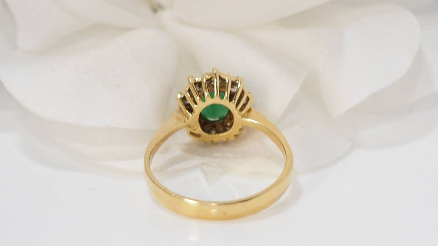 Bague 56 Bague marguerite or jaune émeraude et diamants 58 Facettes 31974