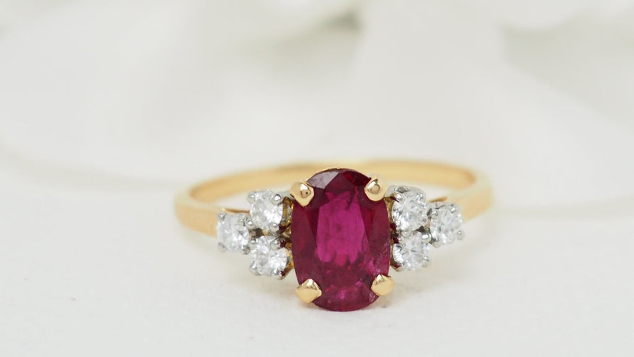Bague 58 Bague or jaune rubis diamants 58 Facettes 32350
