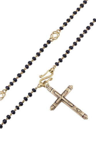 Collier COLLIER ANCIEN CROIX ÉMAILLÉE ET ONYX 58 Facettes 068691