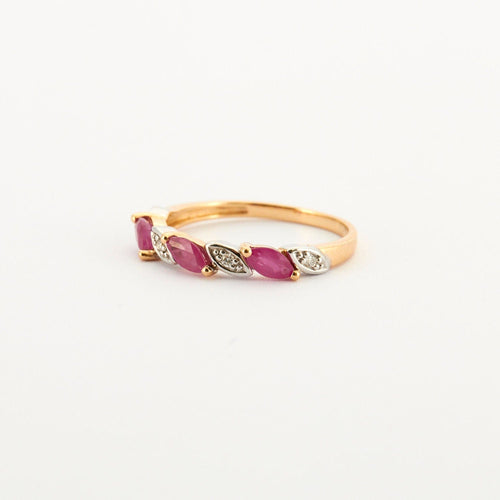 Bague 53 Bague Or jaune Rubis Diamants 58 Facettes