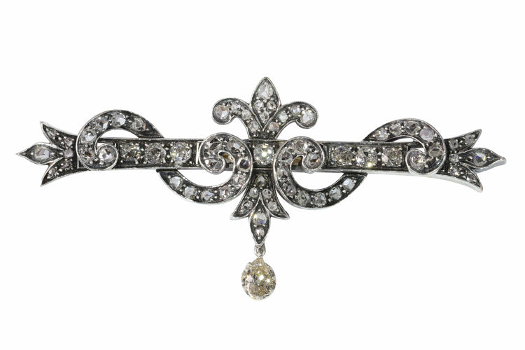 Broche broche de barre de diamant antique vintage 58 Facettes 23249-0329