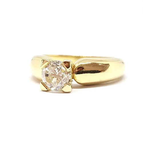 Bague Solitaire fiançailles diamant or jaune 58 Facettes