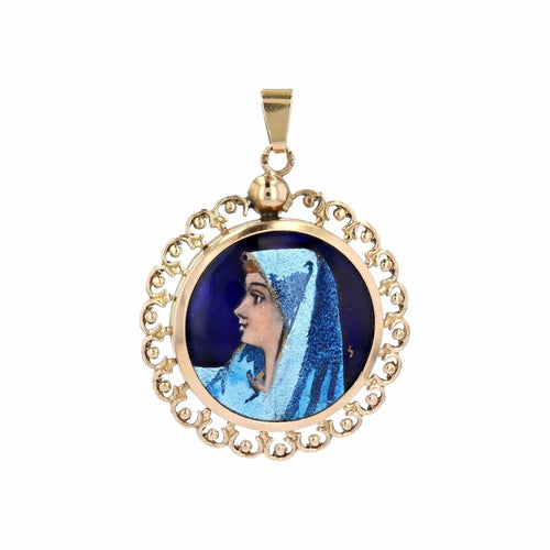 Pendentif Pendentif vintage émail de Limoges et or 58 Facettes 19-228