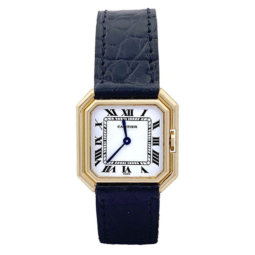 Montre Montre Cartier, "Ceinture", or jaune, cuir. 58 Facettes 33487