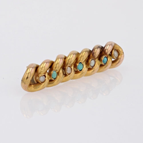 Broche Broche gourmette perles fines et verres turquoise 58 Facettes CVBR61