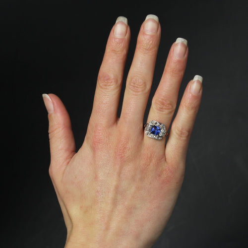 Bague 53 Bague art déco saphir et diamants 58 Facettes 23-315