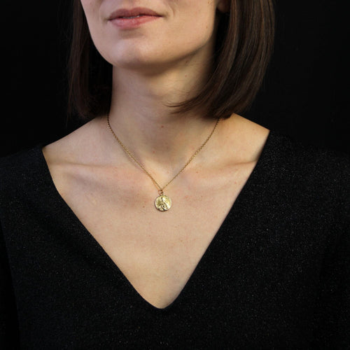 Pendentif Médaille Sainte Bernadette or jaune 58 Facettes CVP103