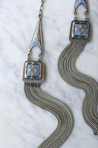 Collier Sautoir cravate argent et émail, Art Déco 58 Facettes