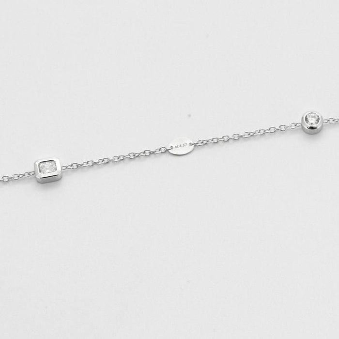 Collier Collier or blanc chaîne alternée de diamants 58 Facettes 3674