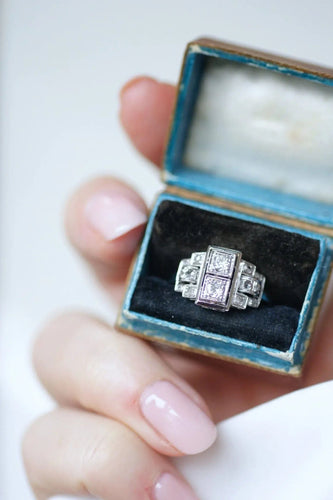 Bague 54 Bague Art Déco diamants sur platine 58 Facettes