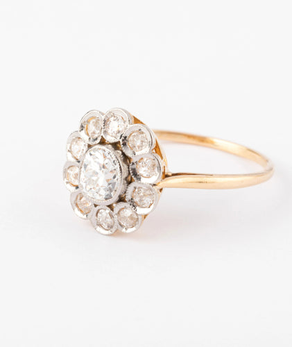 Bague Bague marguerite ancienne en or et diamant 58 Facettes