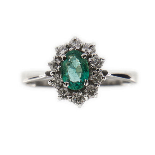 Bague 53 Bague Marguerite diamants et émeraude 58 Facettes 20520