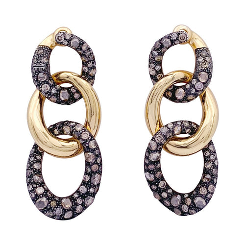 Boucles d'oreilles Boucles d'oreilles Pomellato, "Tango", en or rose, argent et diamants bruns. 58 Facettes 33472