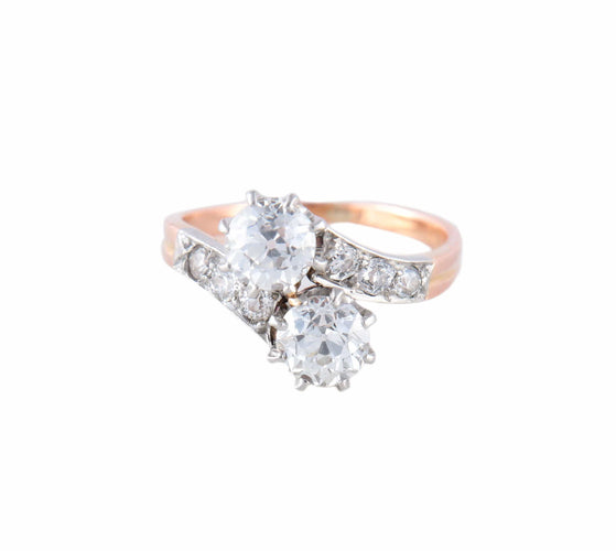 Bague BAGUE "TOI & MOI" OR & PLATINE 58 Facettes BO/220128