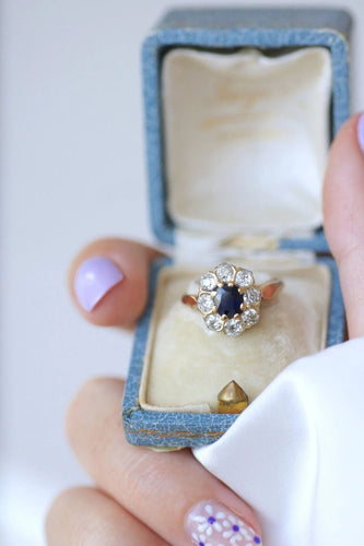 Bague Bague marguerite saphir entourage diamants 58 Facettes