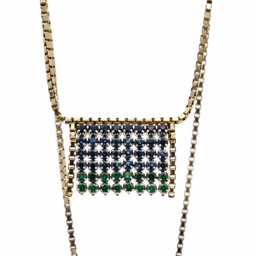 Collier Collier 2 Ors à franges d'Emeraudes et Saphirs 58 Facettes REF2363-85